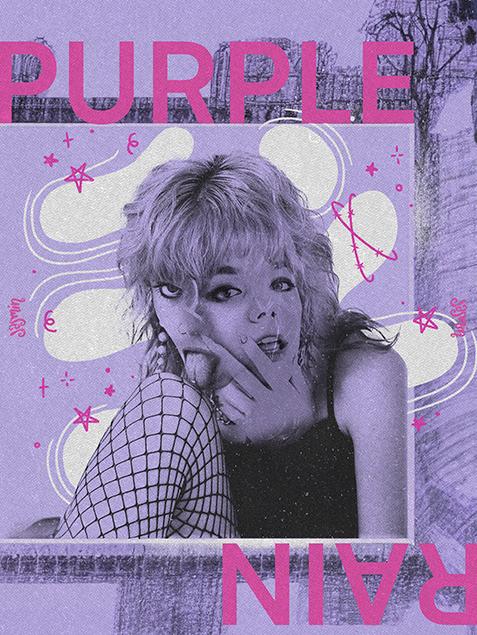 Purple Rain collage grunge poster 